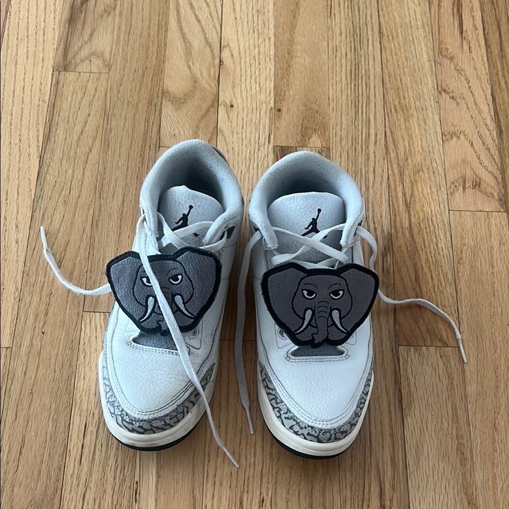Jordan White and Gray Sneakers with Elephant Print